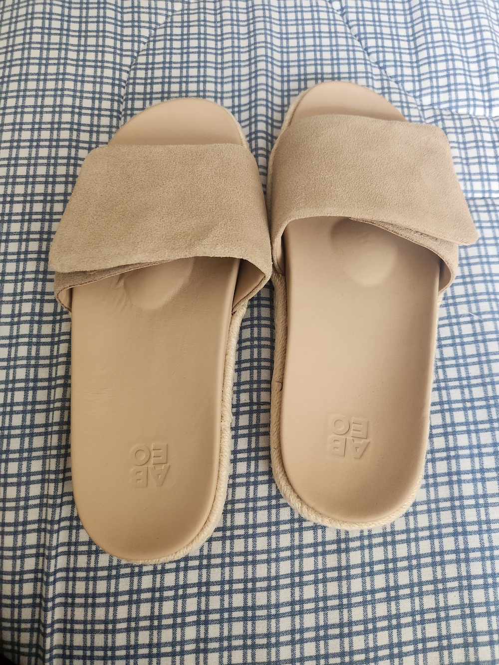 Beige Suede Slide Sandals for Women